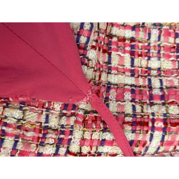 House Of Harlow 1960 Pink Tweed Plaid Mini Dress Preppy Y2K Old Money Style Sz M - Picture 4 of 6